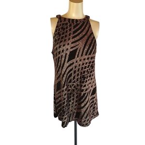 PerSeption Concept Rose Gold Metallic Geometric Halter Top XL